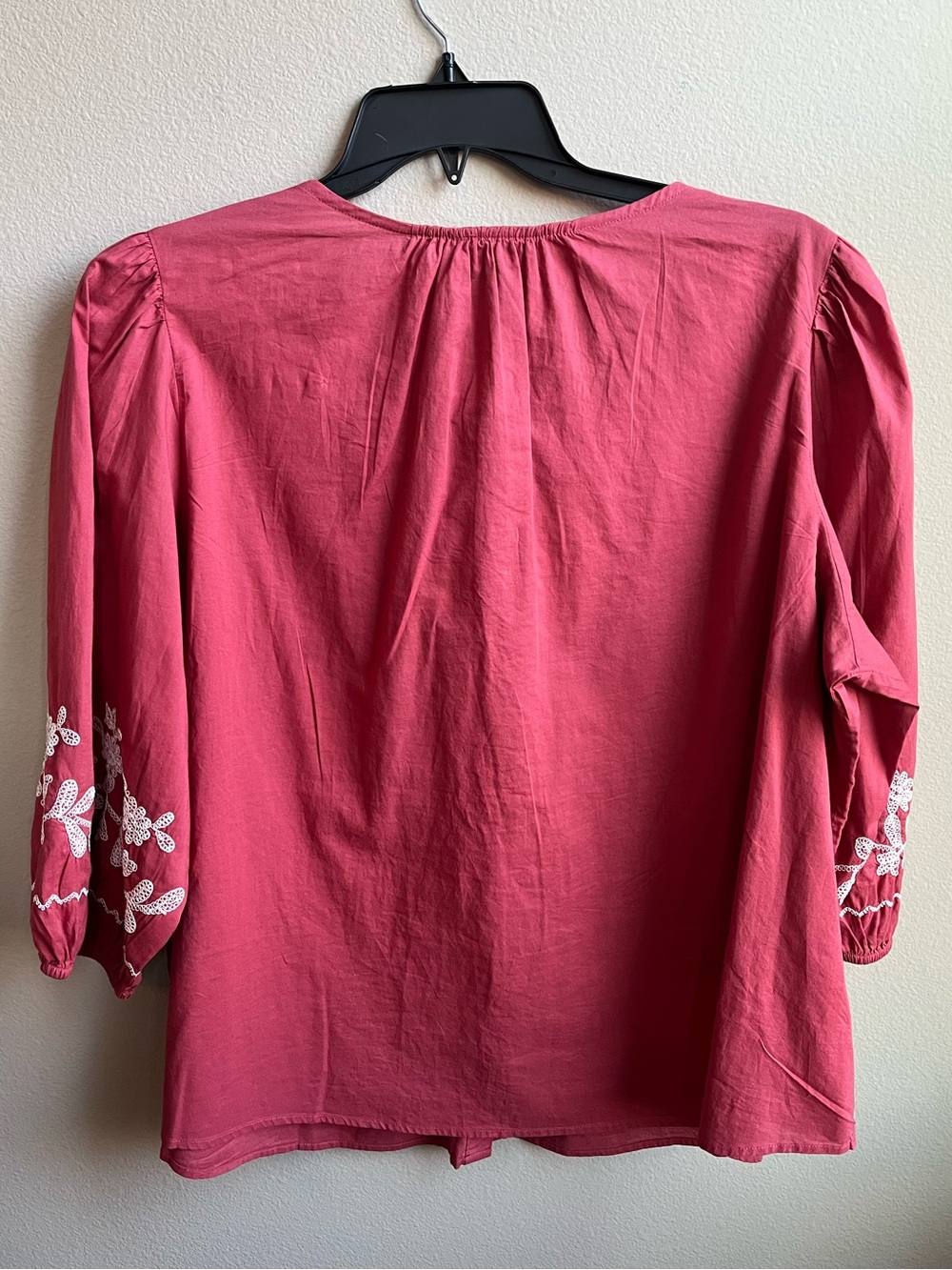 Embroidered Button-Front Blouse in Rose Pink Boho Festival Cottagecore NWT - Picture 3 of 8